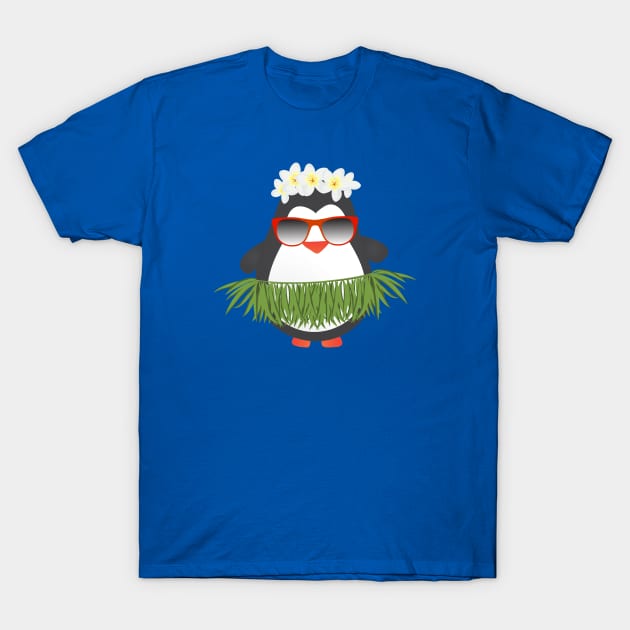 Cute Hawaiian Hula Penguin with Sunglasses T-Shirt by bluerockproducts